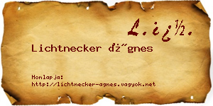 Lichtnecker Ágnes névjegykártya